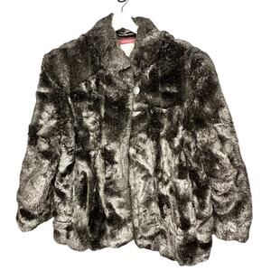 London Club Women's Black Faux Fur Heavy Winter Coat Size 14